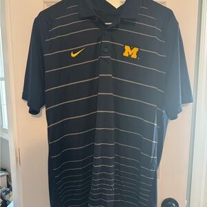 University of Michigan Nike Men's Navy and Gray Striped Polo Shirt